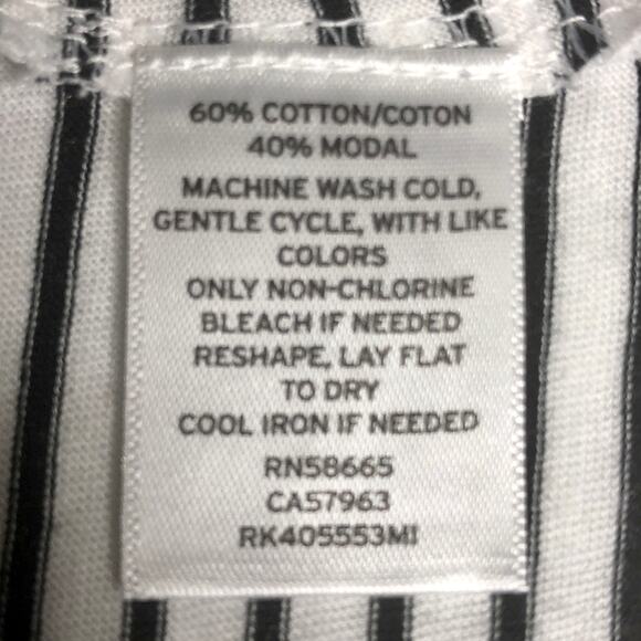 Susina White Pinstripe Square Neck Short Sleeve Striped T-Shirt - Size Small - Picture 8 of 10